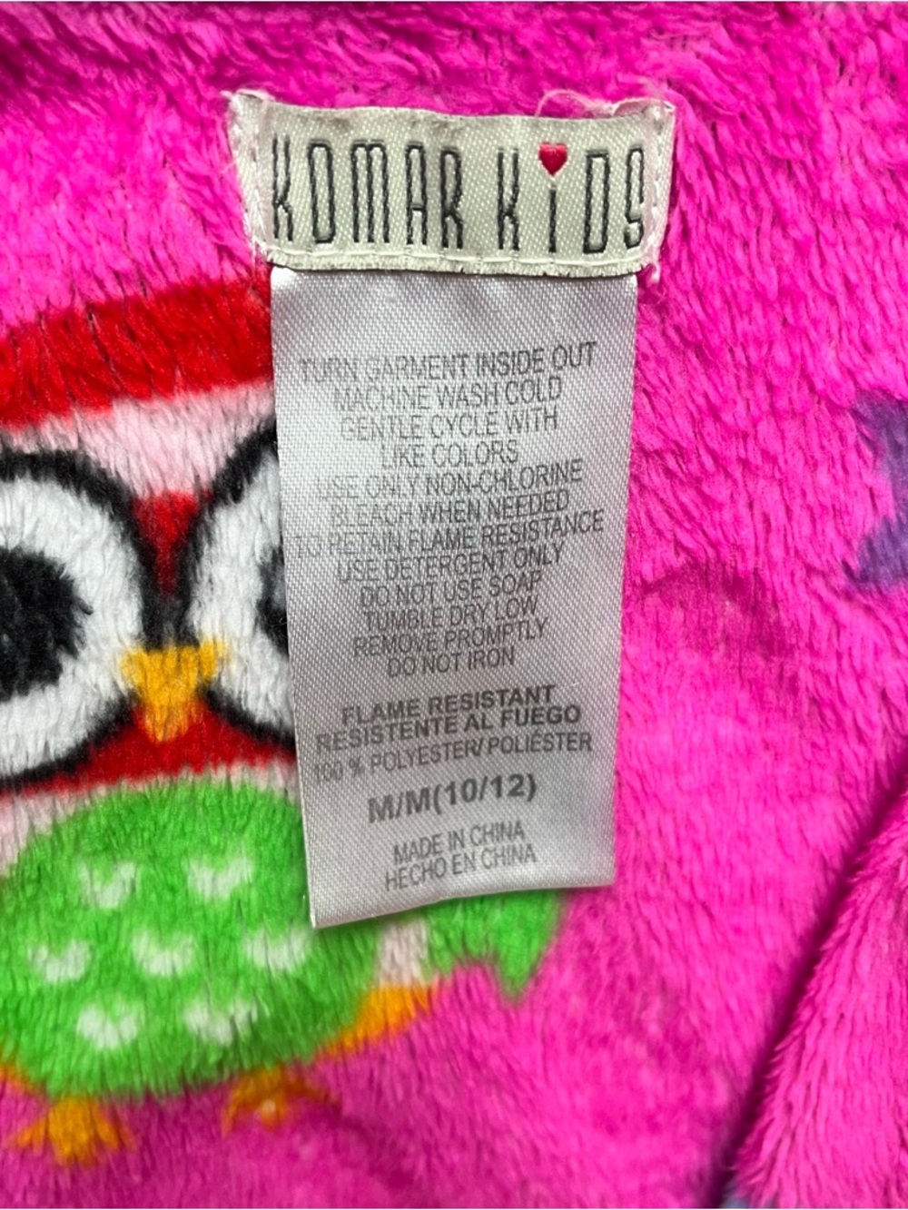 Kids Owl Fleece Robe 10/12 - Picture 5 of 5